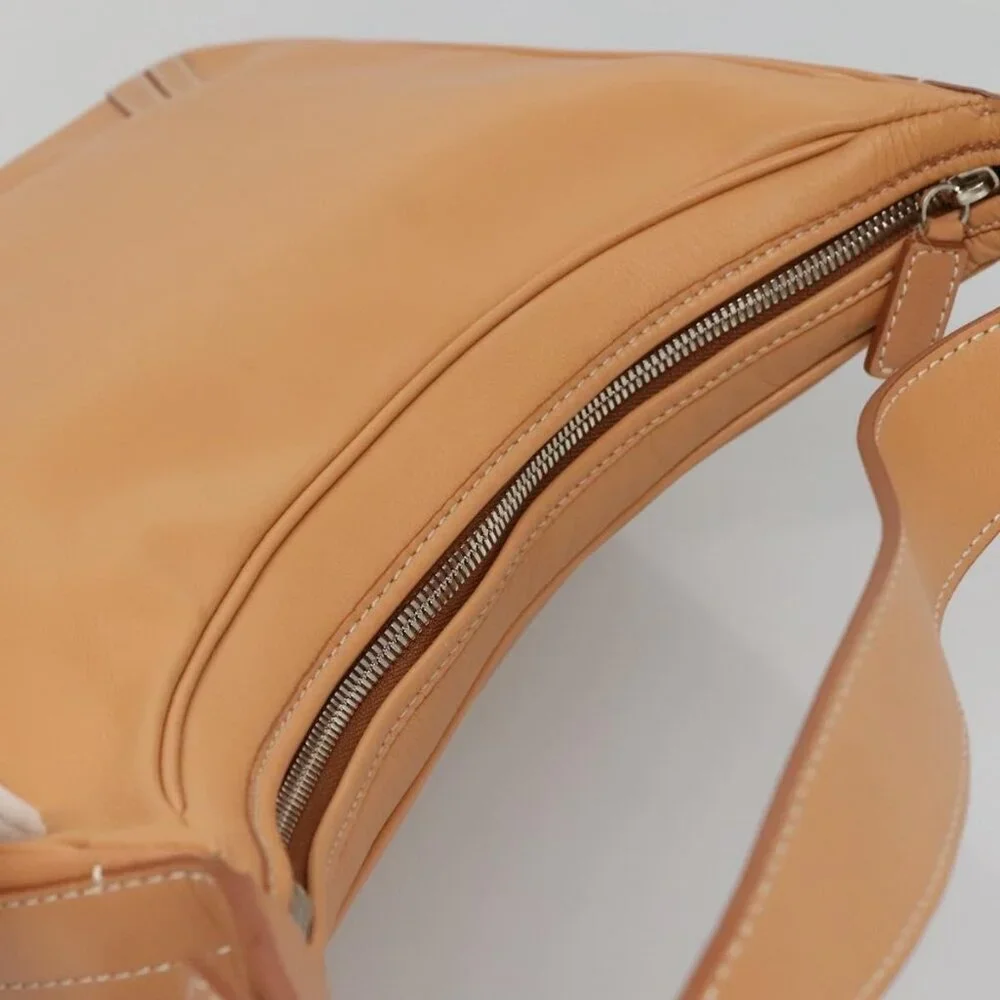 Authentic BURBERRY Shoulder Bag Leather Beige Silver - Picture 13 of 16